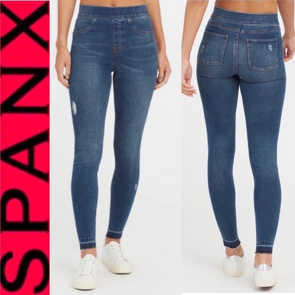 SPANX Denim - SPANX DISTRESSED SKINNY JEANS Pull on Jeggings Distressed Released Hem 20203R M